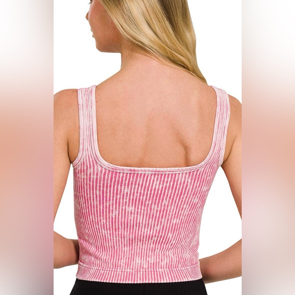 2-Pack Zenana Ribbed Built In Bra Tanks - Picture 9 of 10